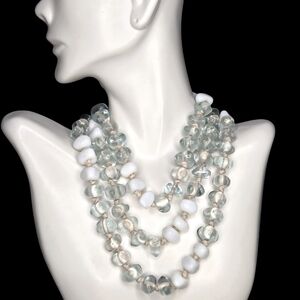 Very Old Vintage Sea Glass and Milkglass Necklace